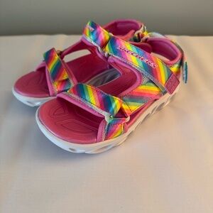 SKECHERS Size 13 Little Girls Light Up Colorful Rainbow Sandals